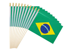 Ckexin Brazil flag on a stick, vivid colors for festivals and parades.