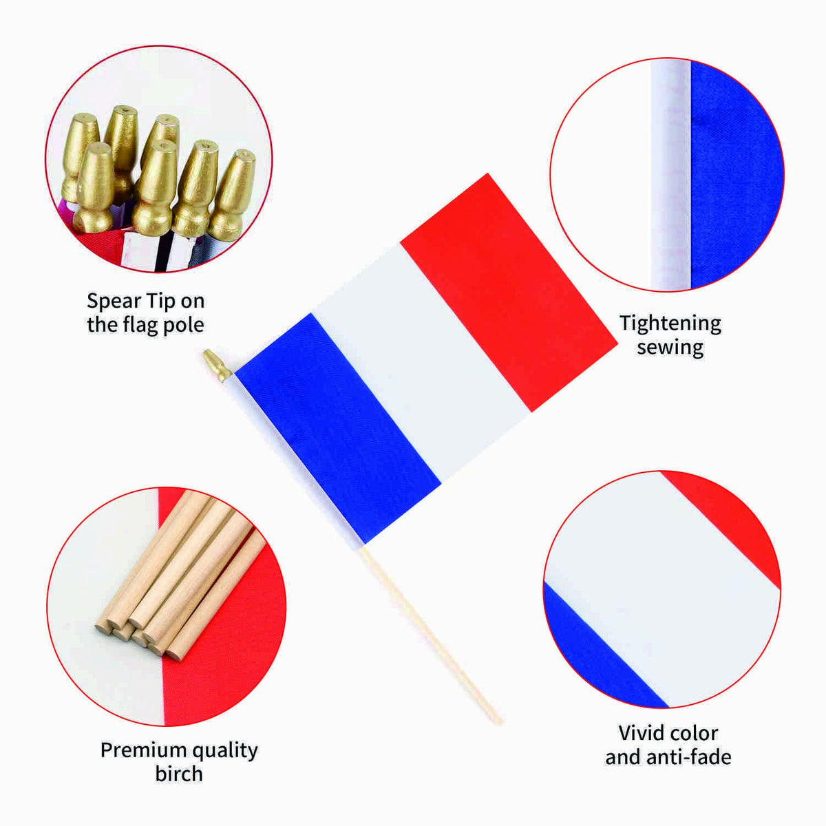 Ckexin France flag rain-proof with UV resistance for long-lasting display.