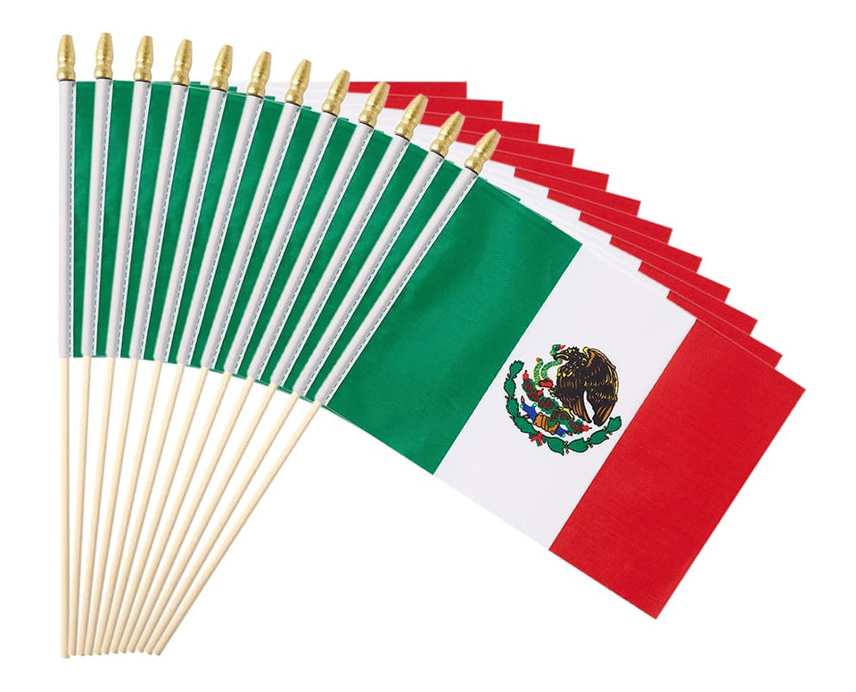 Ckexin Mexico flag on stick, 5x8 inch, ideal for bright display at events.