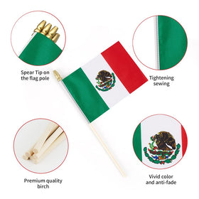 Ckexin Mexico flag on sticks ready for assembly and reuse.
