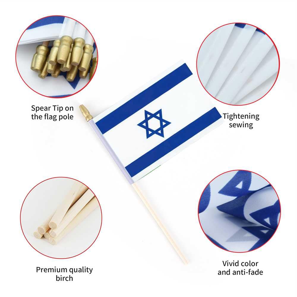 Ckexin small Israel flag 5x8 on stick for classrooms.
