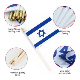Ckexin small Israel flag 5x8 on stick for classrooms.