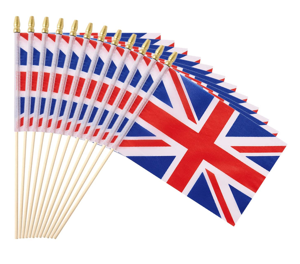 Ckexin UK flag handheld on stick, 5x8 inch, ideal for parades and rallies.
