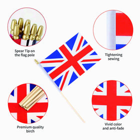 Ckexin UK flag close-up shows durable stitching and safe spear tip.