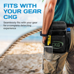 CKG beach-accessory scoop for metal detector setup and easy sand separation.