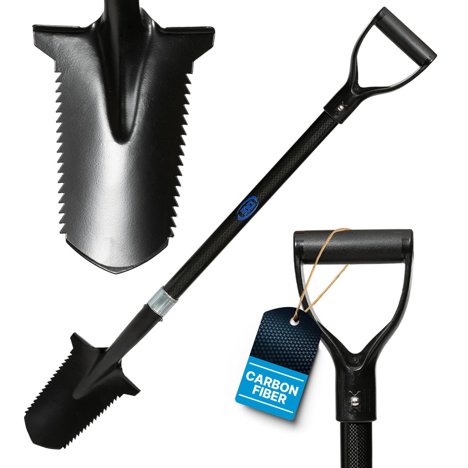 CKG carbon metal detecting shovel with double serrated blade for quick field digging