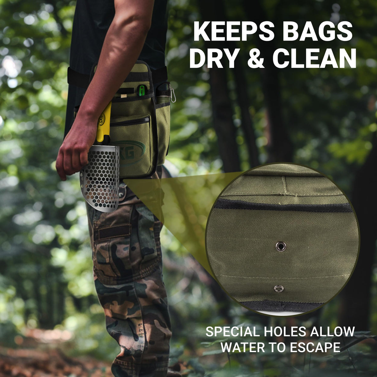 CKG bag includes water drainage holes to keep gear dry after wet searches.