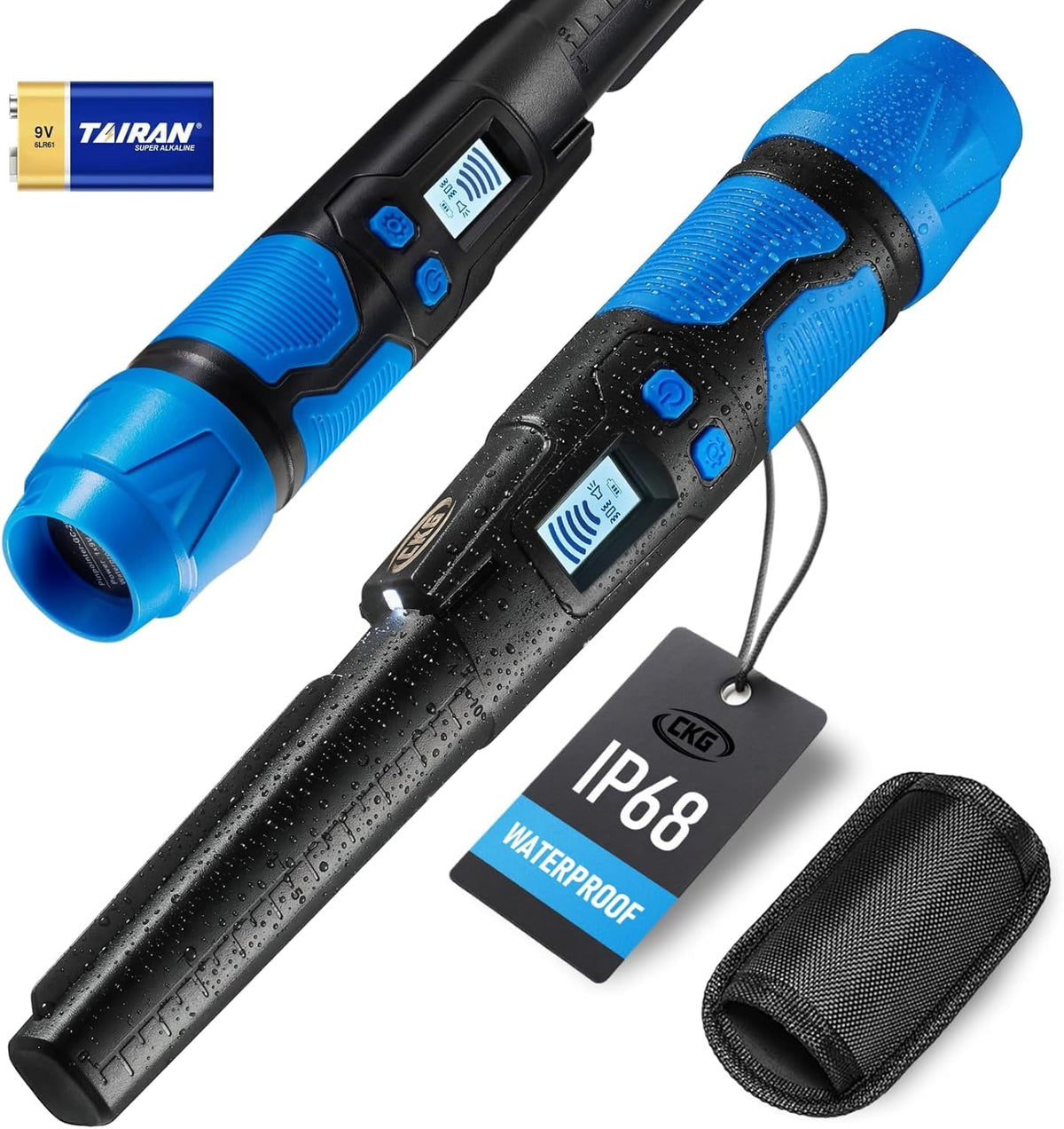 CKG Metal Detector Pinpointer LCD screen shows real-time signals for precise pinpointing.
