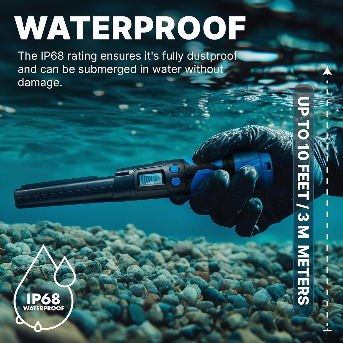 CKG Pinpointer with three alert modes adapts to noisy beaches or dunes.