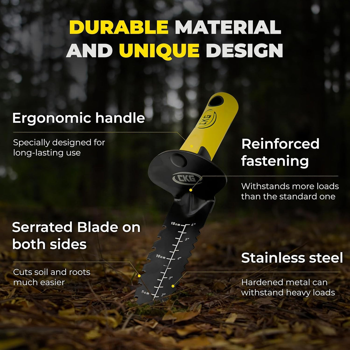 CKG shovel with reinforced handle improves durability on tough dig tasks