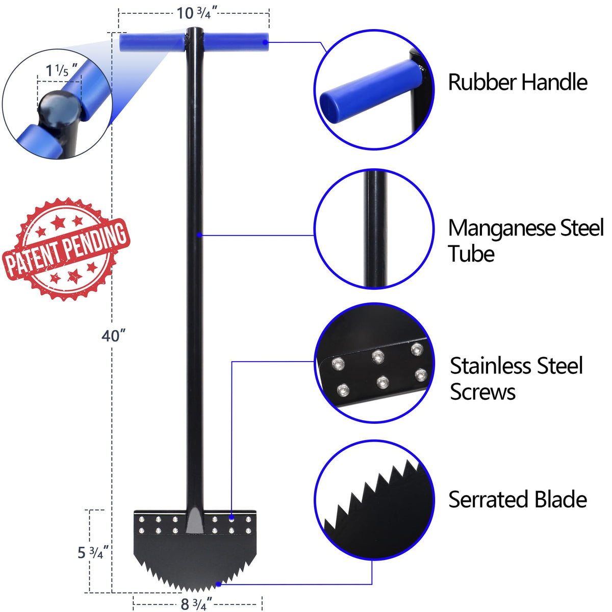 CKLT border edger demonstrates manganese steel tube construction for strength.