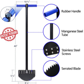 CKLT border edger demonstrates manganese steel tube construction for strength.