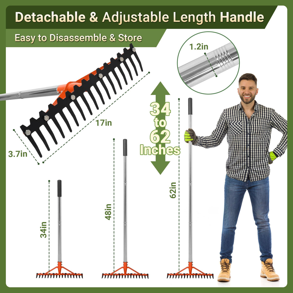 CKLT Ergonomic Gravel Rake reduces strain while clearing gravel and yard debris.