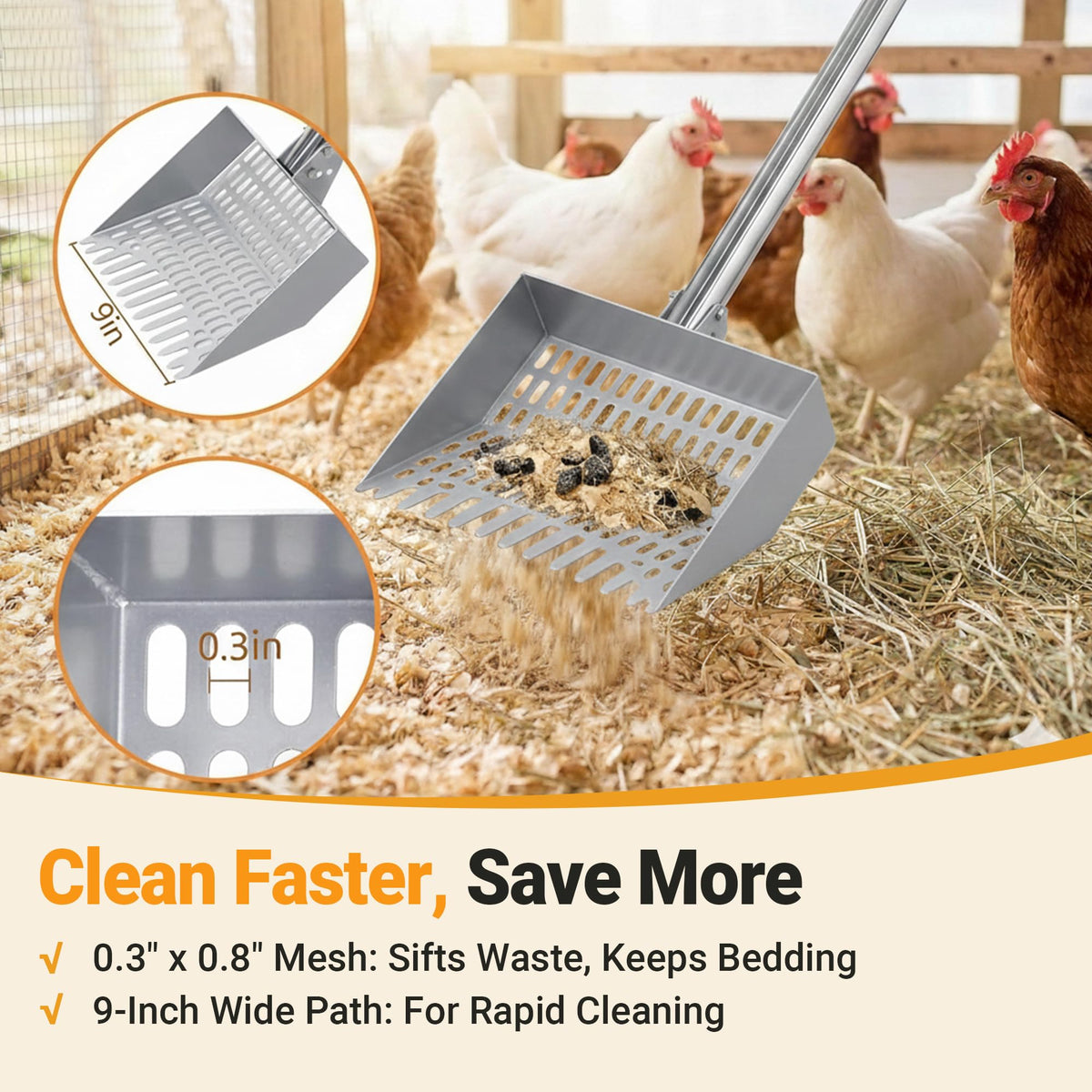 CKLT 9-inch precision mesh head traps small waste and sift bedding