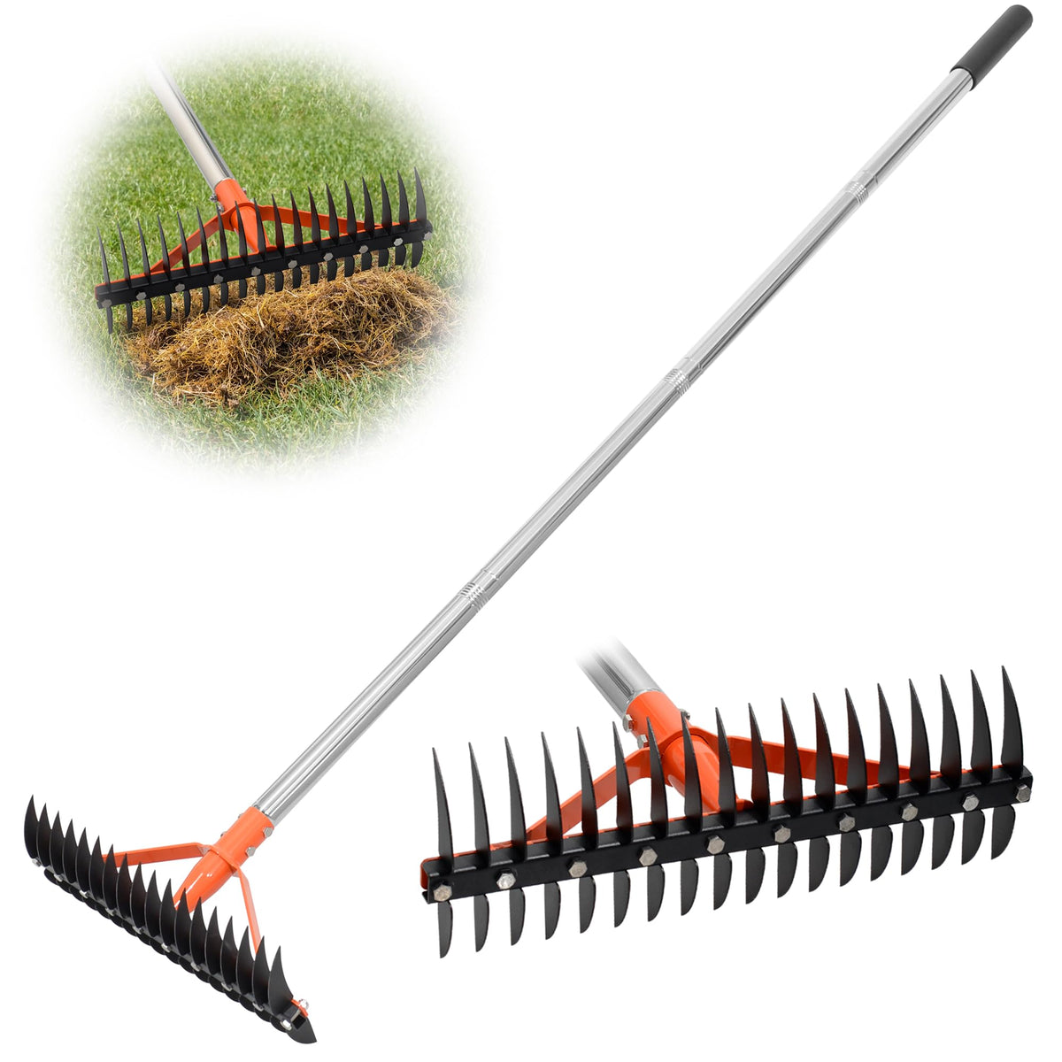 CKLT Thatch Rake with 18 tines for efficient dead grass removal