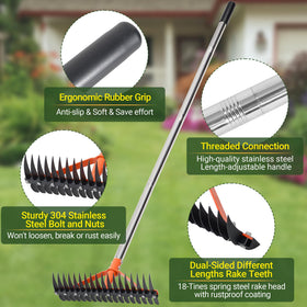 CKLT Thatch Rake ergonomic rubber grip reduces hand fatigue