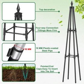 CL FUN Obelisk trellis allows tool-free assembly for quick setup.