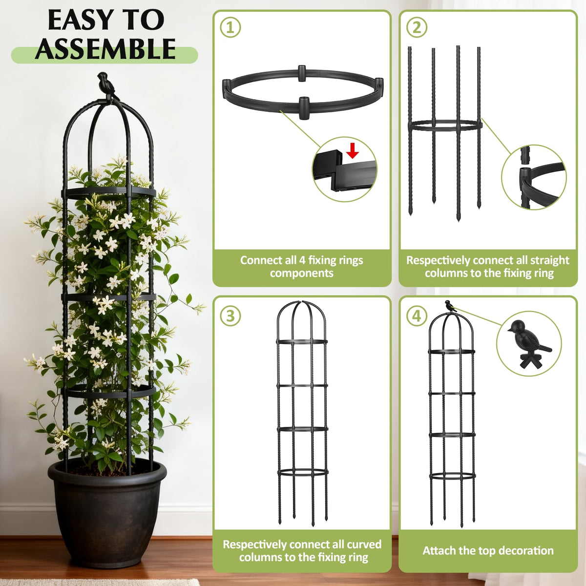 CL FUN Obelisk Trellis decorates garden paths while supporting plants