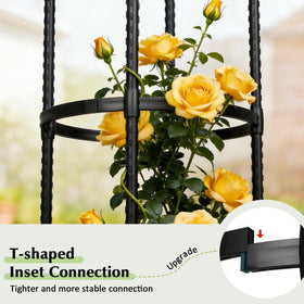 Rustproof plastic-coated metal on CL FUN Obelisk Trellis for weather durability