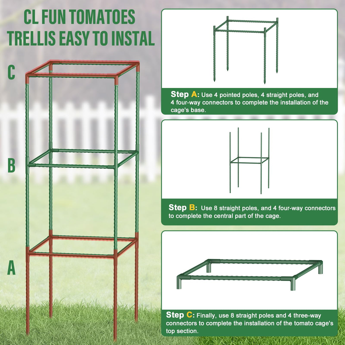 CL FUN versatile plant support for peppers, zucchini, and roses