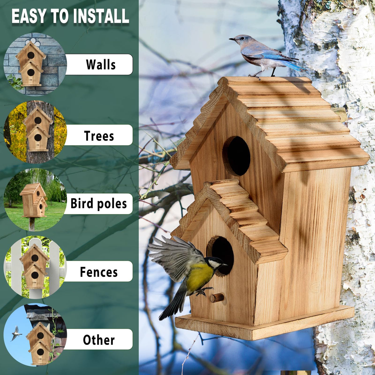 CLACKIBUKVYZ bird house back cleaning door enables simple maintenance