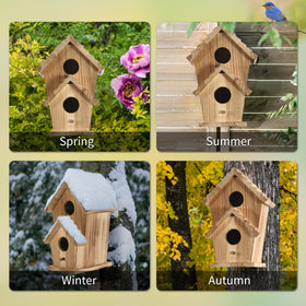 CLACKIBUKVYZ bird house hanging installation demonstrates versatile mounting options