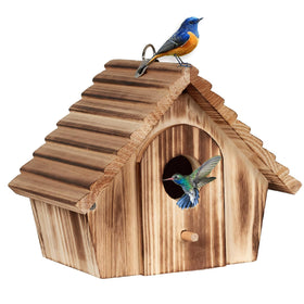 CLACKIBUKVYZ bird house outdoor hanging in the garden for easy placement.
