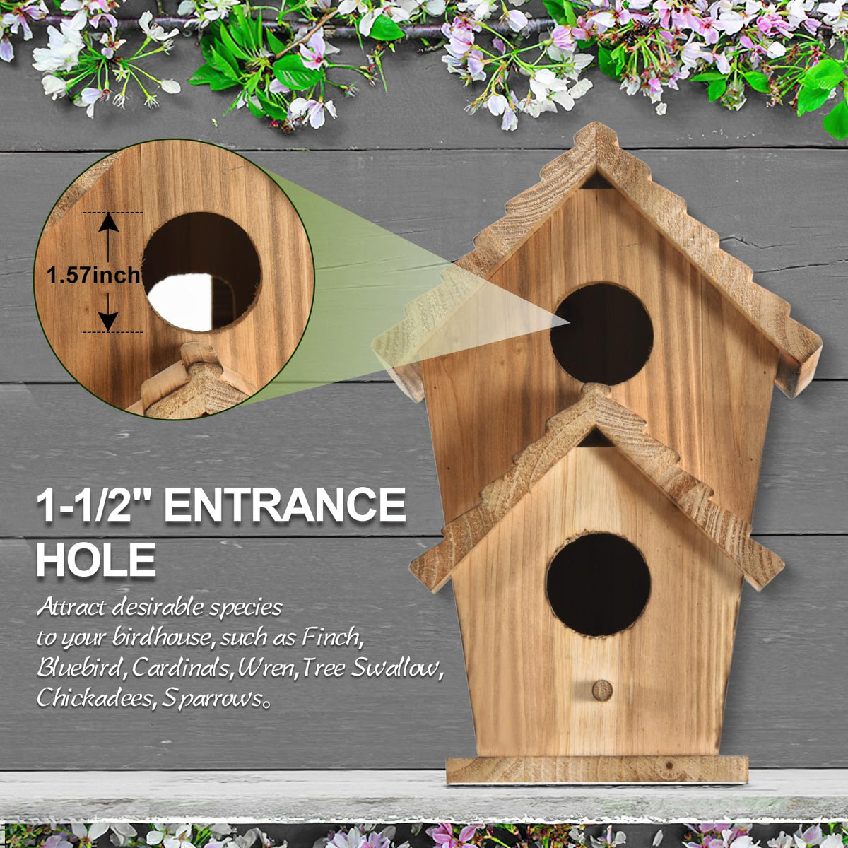 CLACKIBUKVYZ bird house wood texture highlights moisture-resistant construction