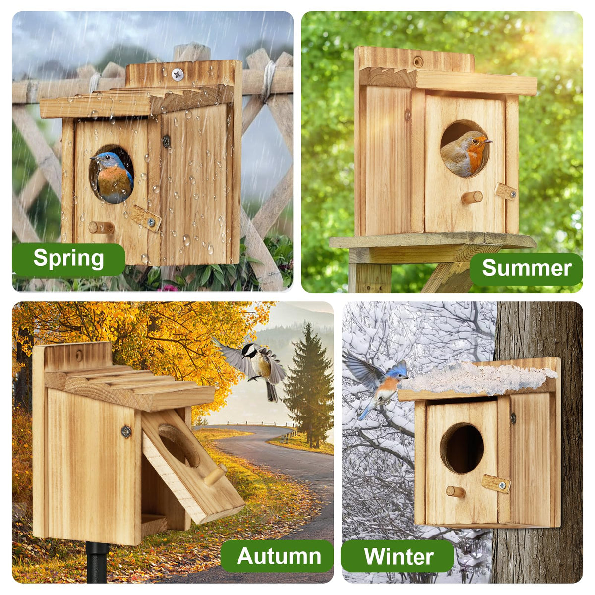 CLACKIBUKVYZ ready-to-hang birdhouse ready for nesting.