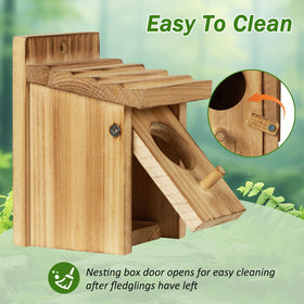 CLACKIBUKVYZ hanging bird box ideal for yard nesting.