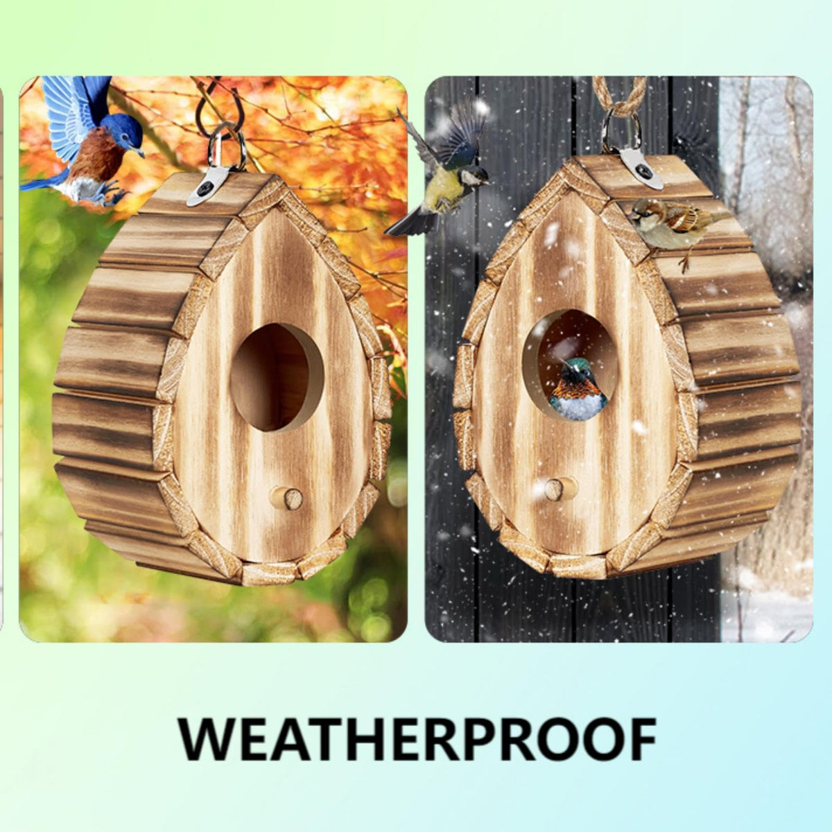 CLACKIBUKVYZ hummingbird house natural wood enhances garden aesthetics and wildlife.