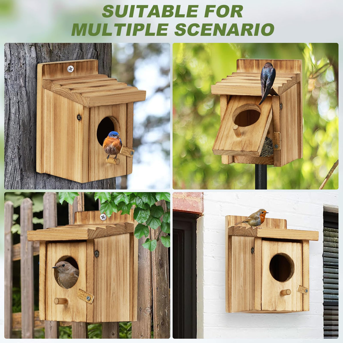 CLACKIBUKVYZ perches and natural wood support small birds.