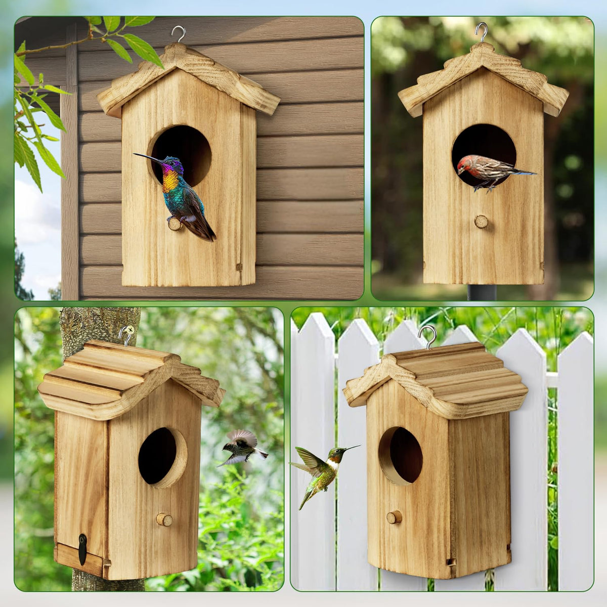 CLACKIBUKVYZ wooden mini bird house design in front view for natural aesthetics