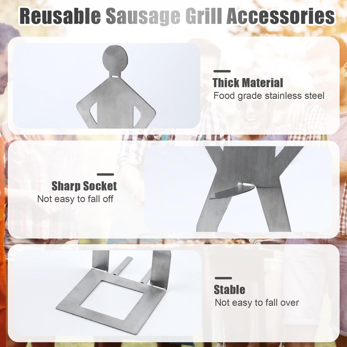 Clapery sausage grill rack versatile for small bites at picnics and camps