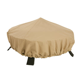 Classic Accessories Terrazzo 44-inch round fire pit cover on a patio.