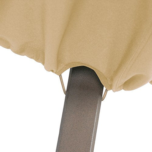 Classic Accessories Terrazzo outdoor cover with StayOn loops on windy days.