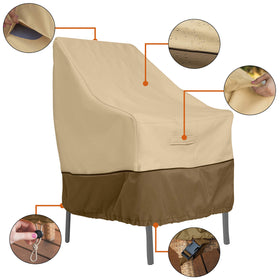 Classic Accessories Veranda pebble chair cover back view shows air vents for condensation relief