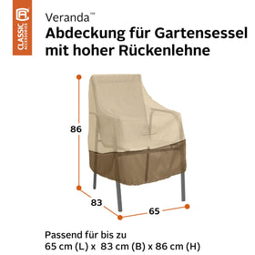 Classic Accessories Veranda pebble chair cover front closeup highlights water-repellent fabric