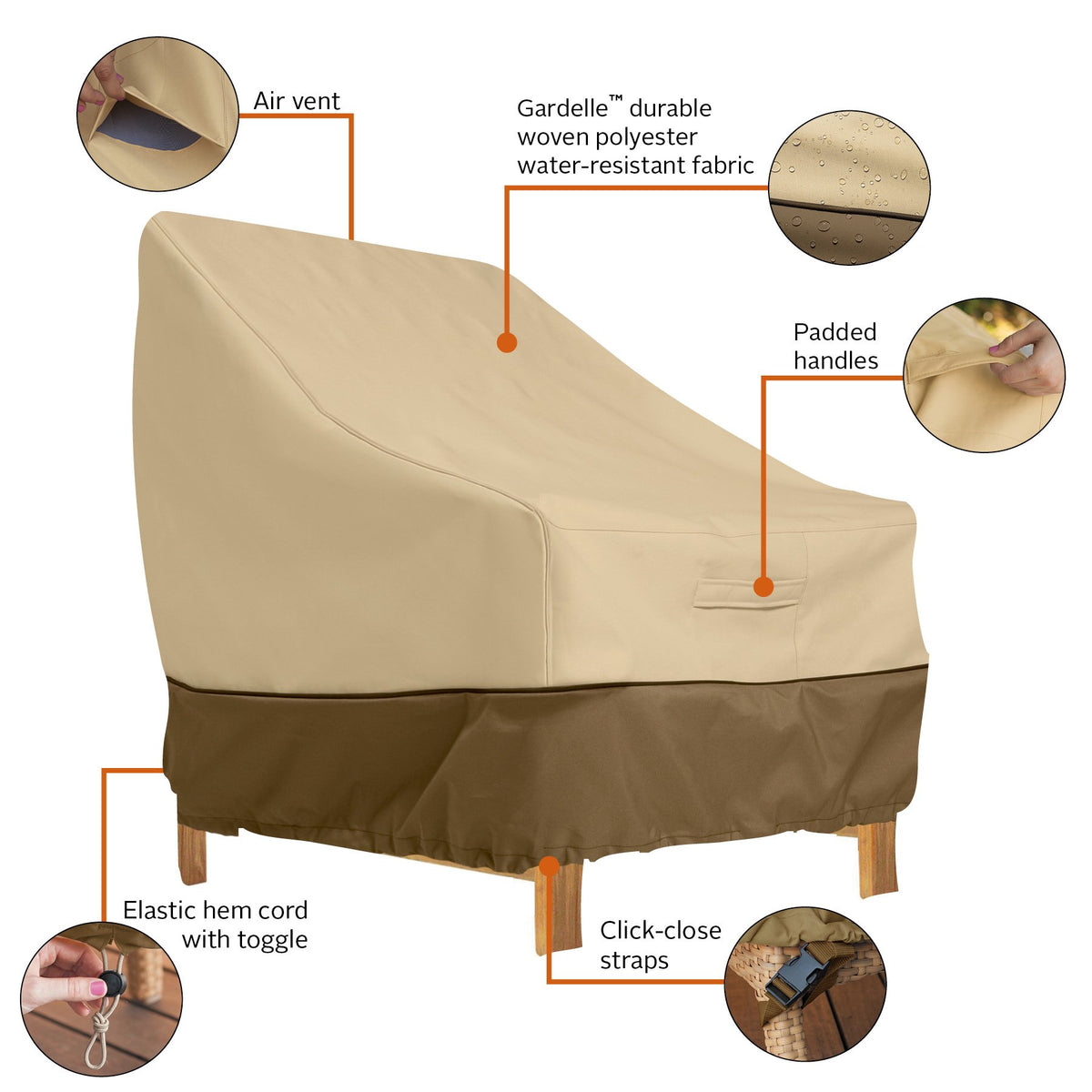 Classic Accessories Veranda elastic hem cord with toggle ensures secure fit on windy days