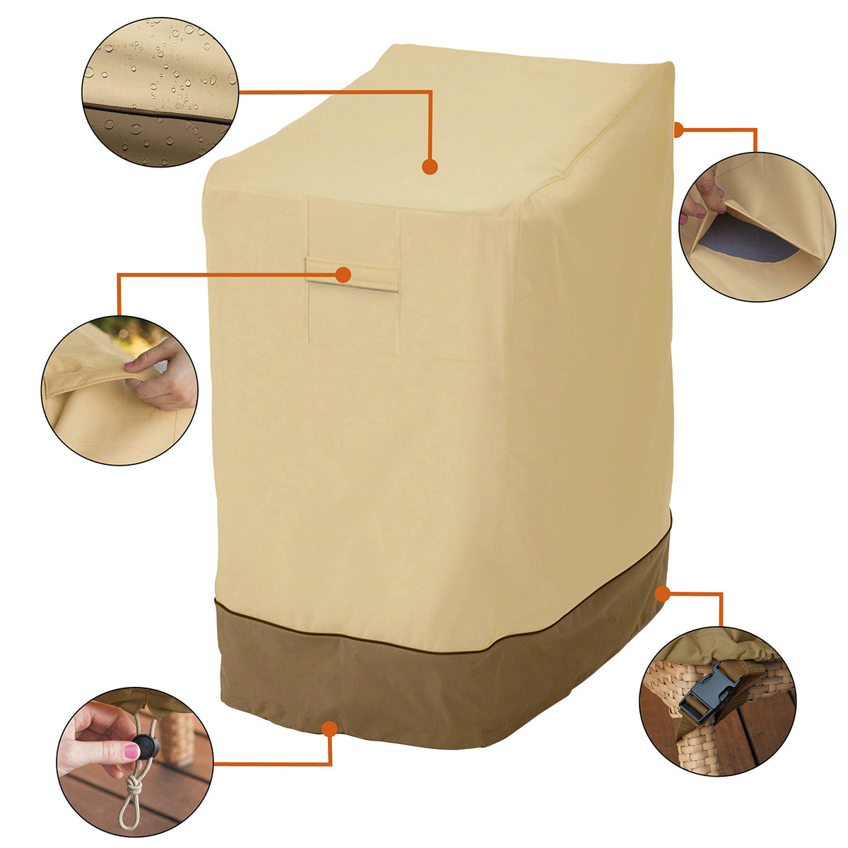 Gardelle Fabric System detail highlights laminated backing and dark splash guard skirt.
