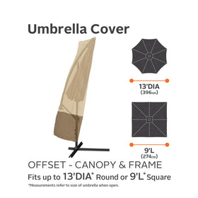 Classic Accessories Veranda 13' dia umbrella cover back view shows durable stitching and secure closure.