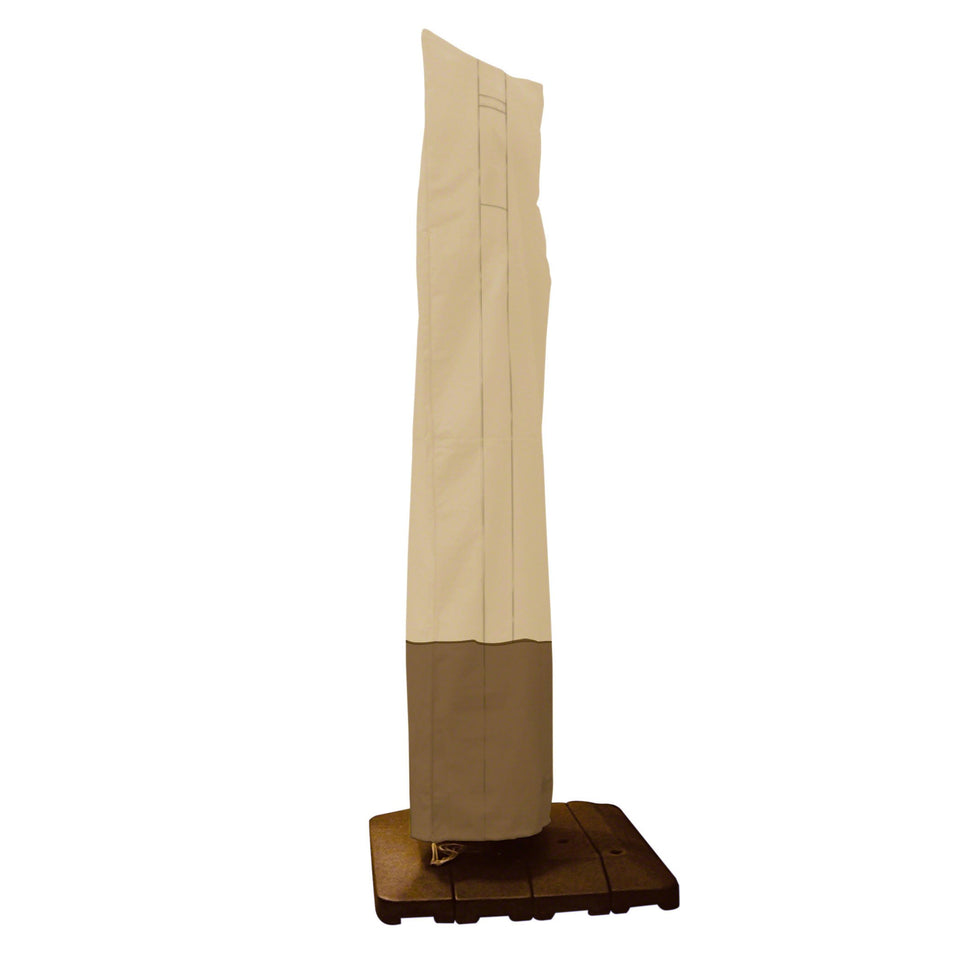 Classic Accessories Veranda umbrella cover 13-foot dia top shields from rain and sun.
