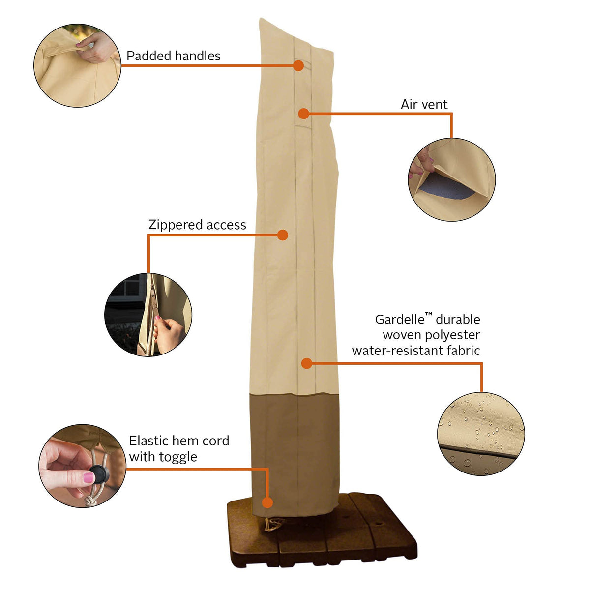 Classic Accessories Veranda hem cord detail supports snug, secure fit.