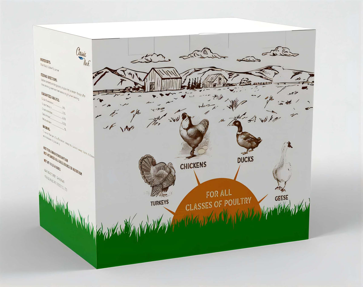 Classic Flock BSFL product label highlights natural protein source