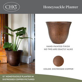 Classic Home and Garden Honeysuckle resin planter is lightweight and easy to move for flexible gardening.