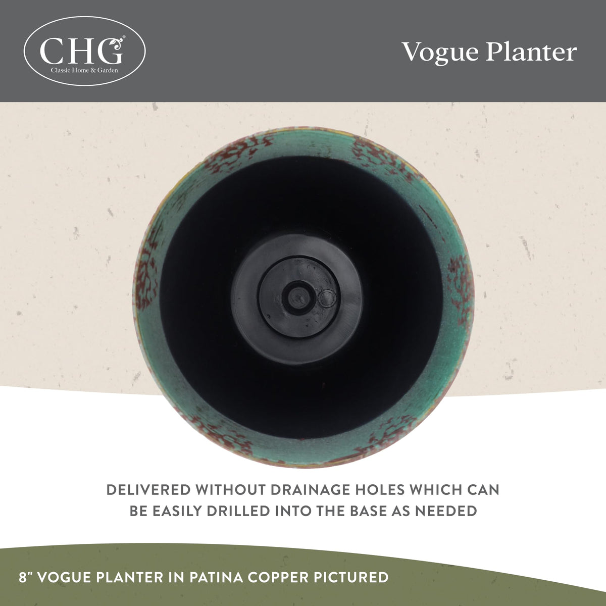 Classic Home and Garden Vogue 8-inch Indigo Planter top-down view in rich indigo color.