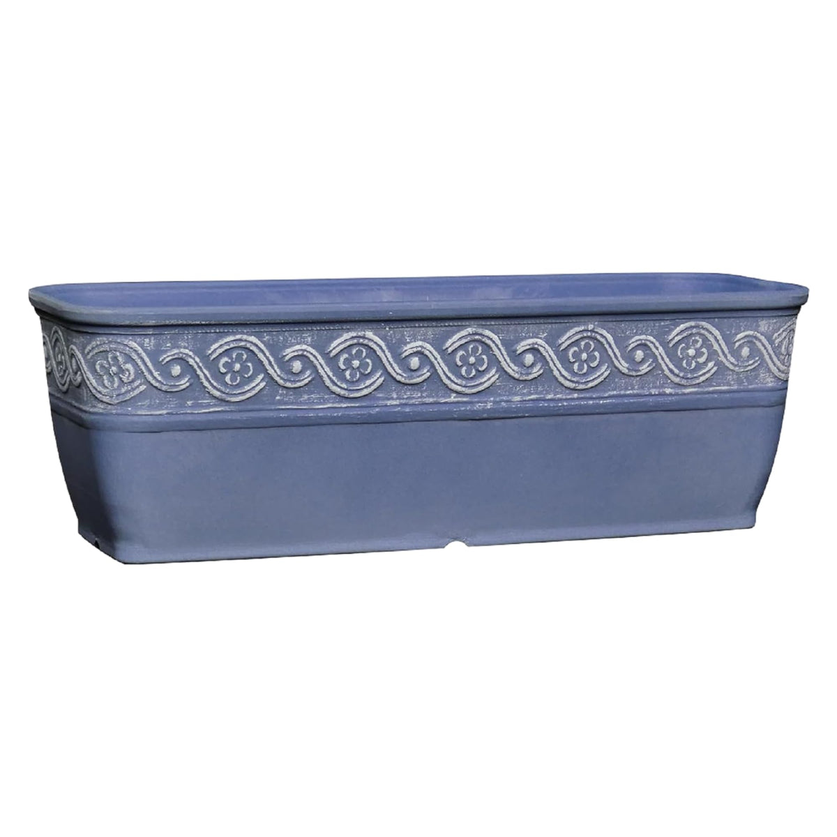 Classic Home and Garden Corinthian trough planter front view on a window sill for compact spaces.