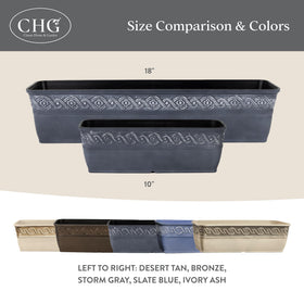 Classic Home and Garden Corinthian trough planter window sill placement in a bright outdoor setup.