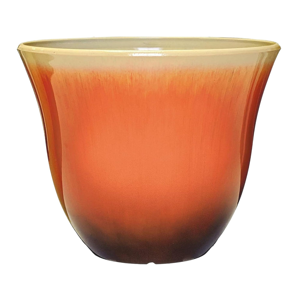 Classic Home and Garden Honeysuckle resin planter tequila-sunrise outer view for outdoor display