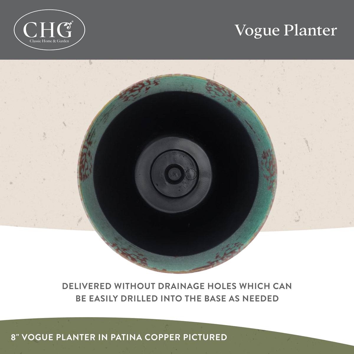 Vogue 8in planter suitable for indoor or outdoor use by Classic Home & Garden.